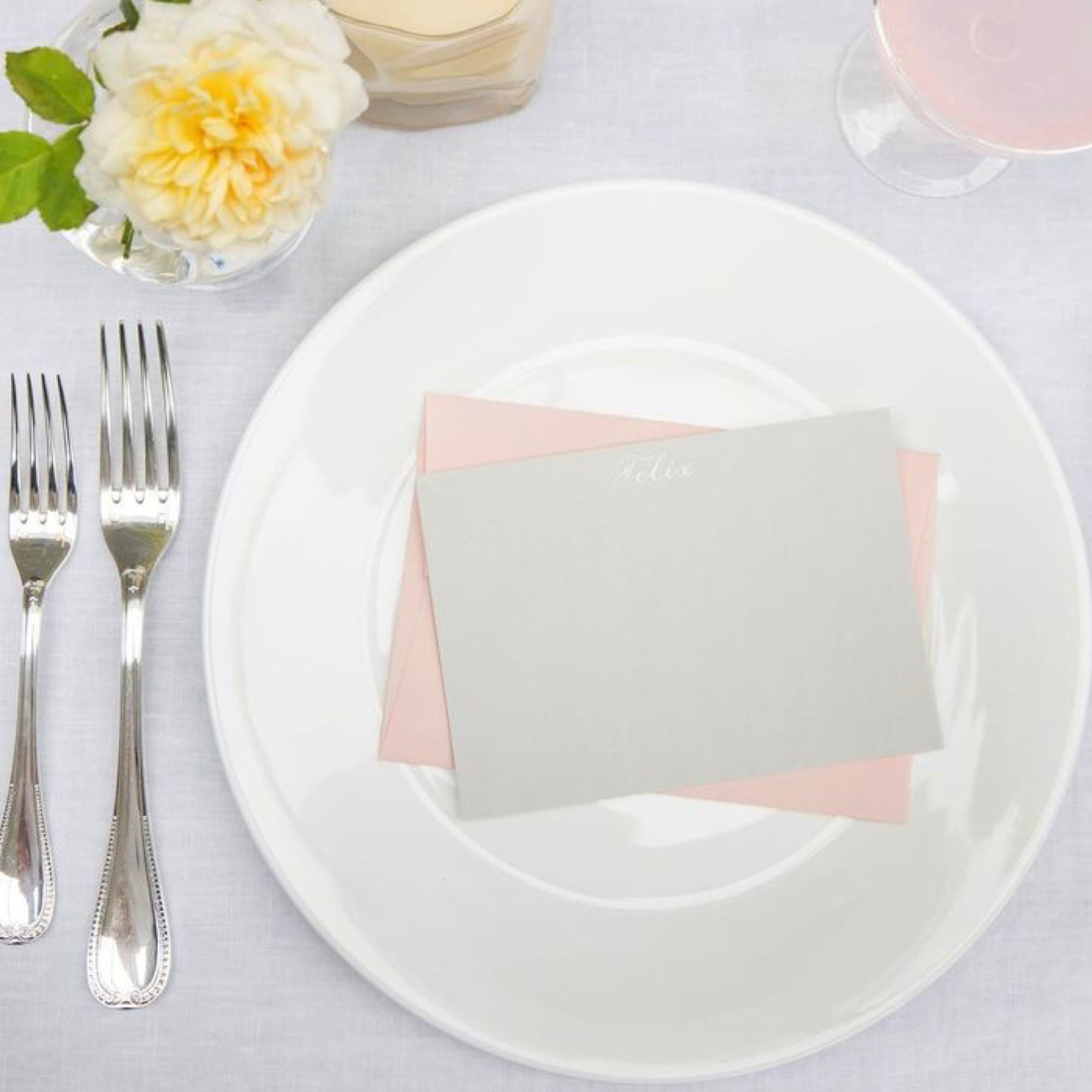 Personalised Note Cards in Dove