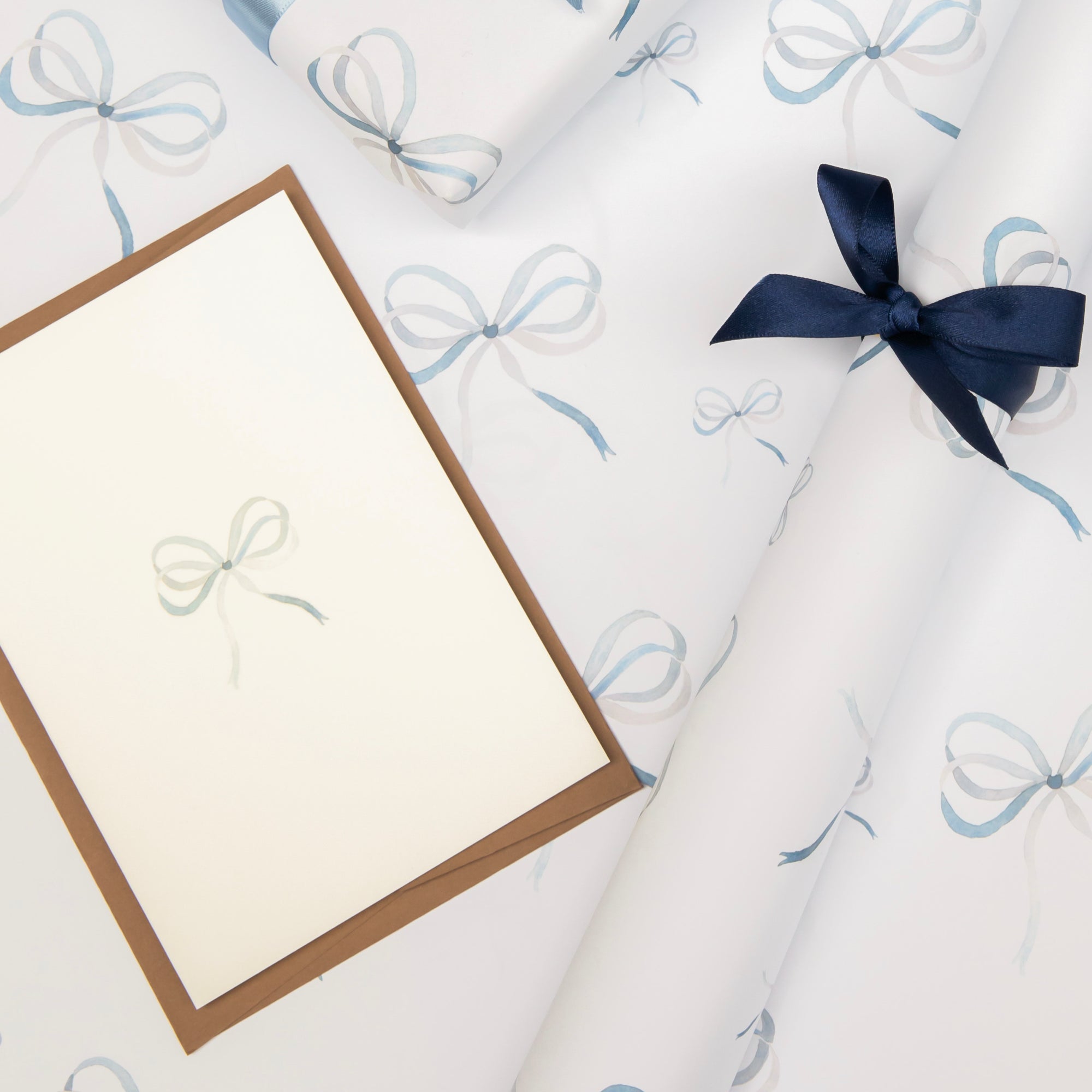 Pack of 5 Lake Blue Bow Ribbon Cards