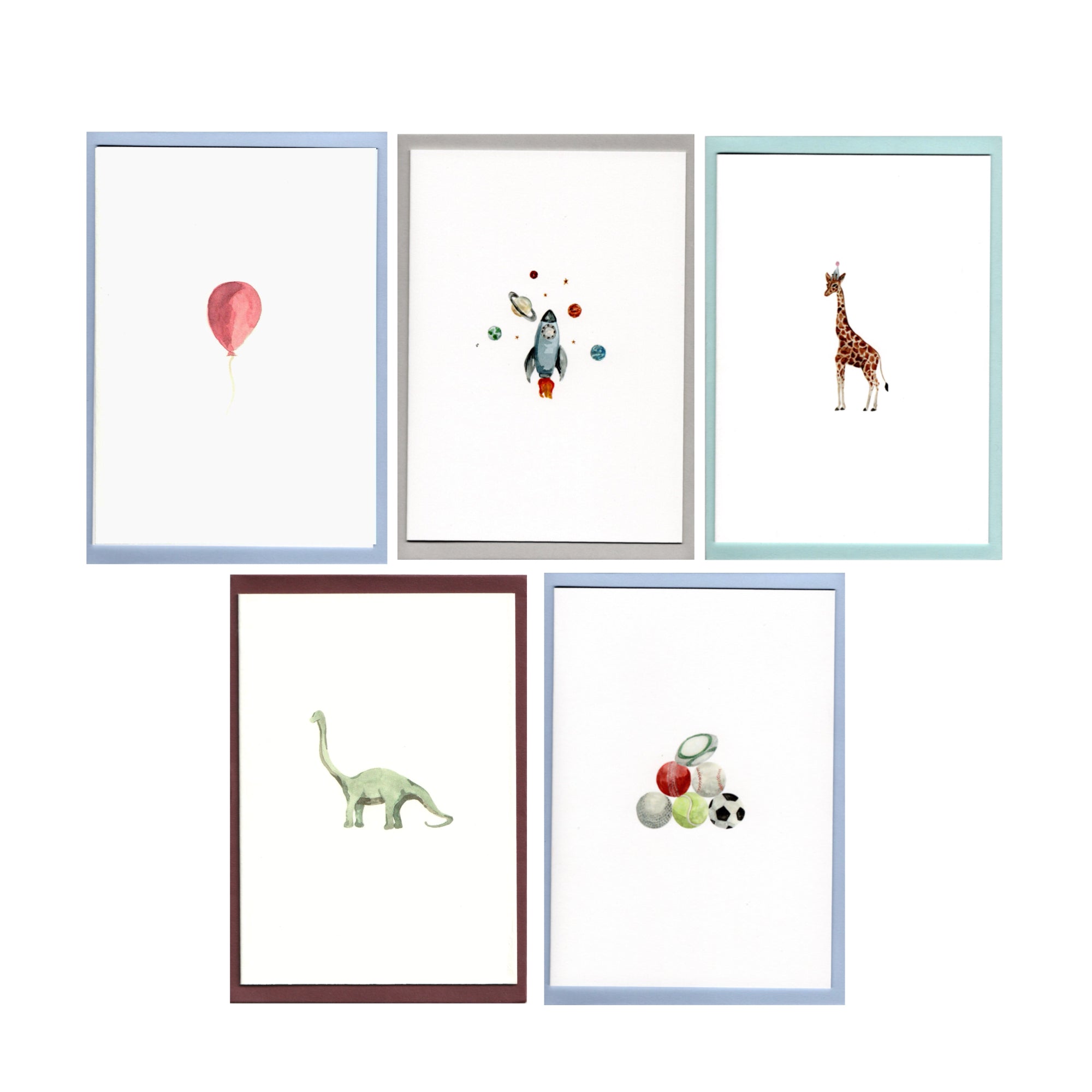 Set of 5 Blue Birthday Cards