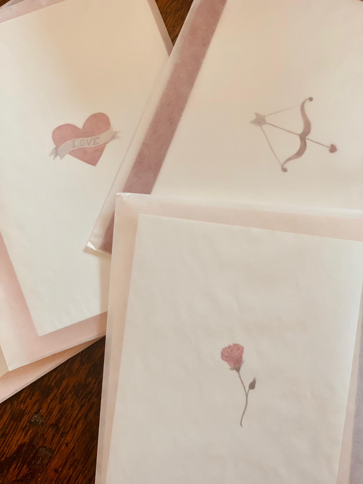 Pack of 5 Valentine's Rose Cards - Seconds