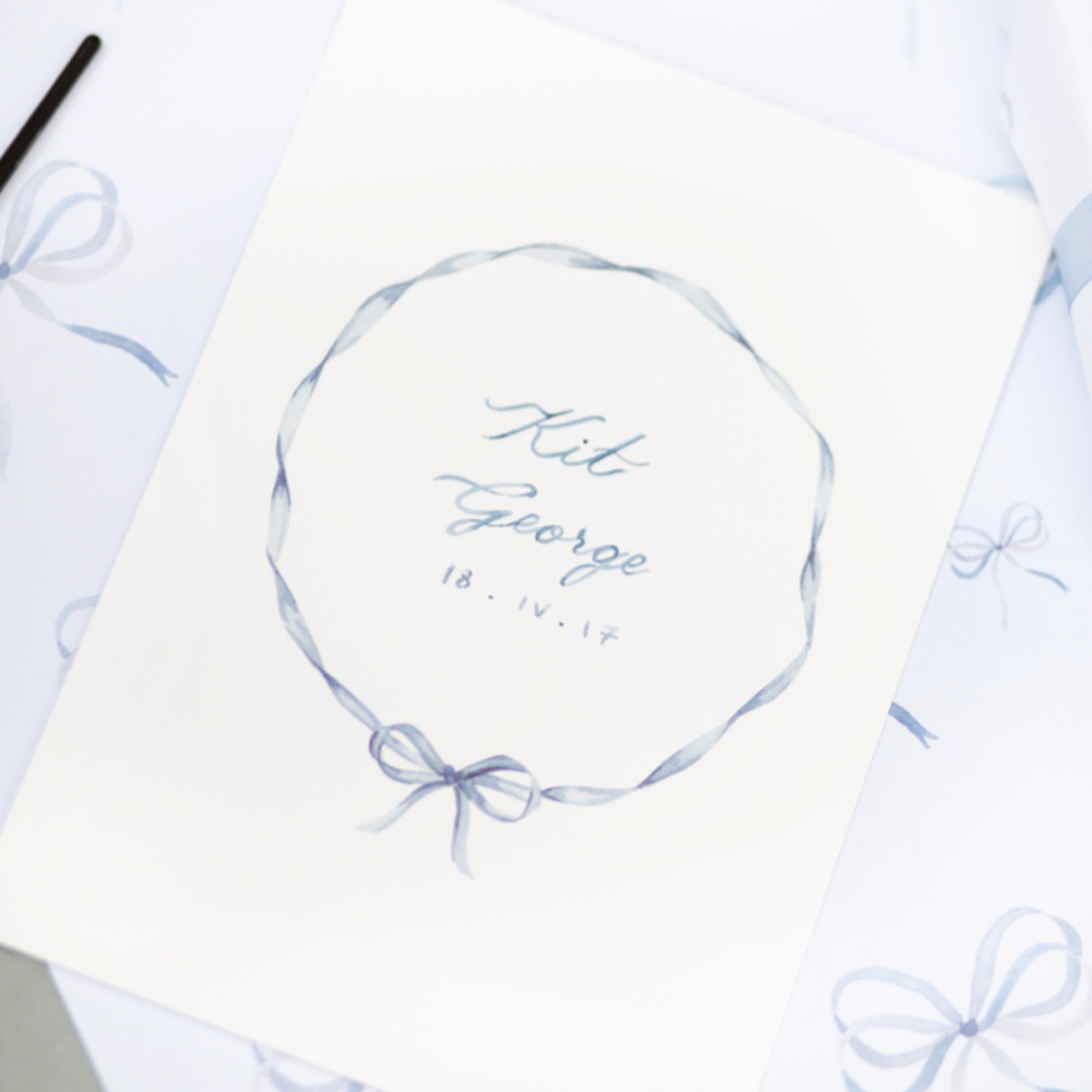 Baby Bow Print in Lake Blue