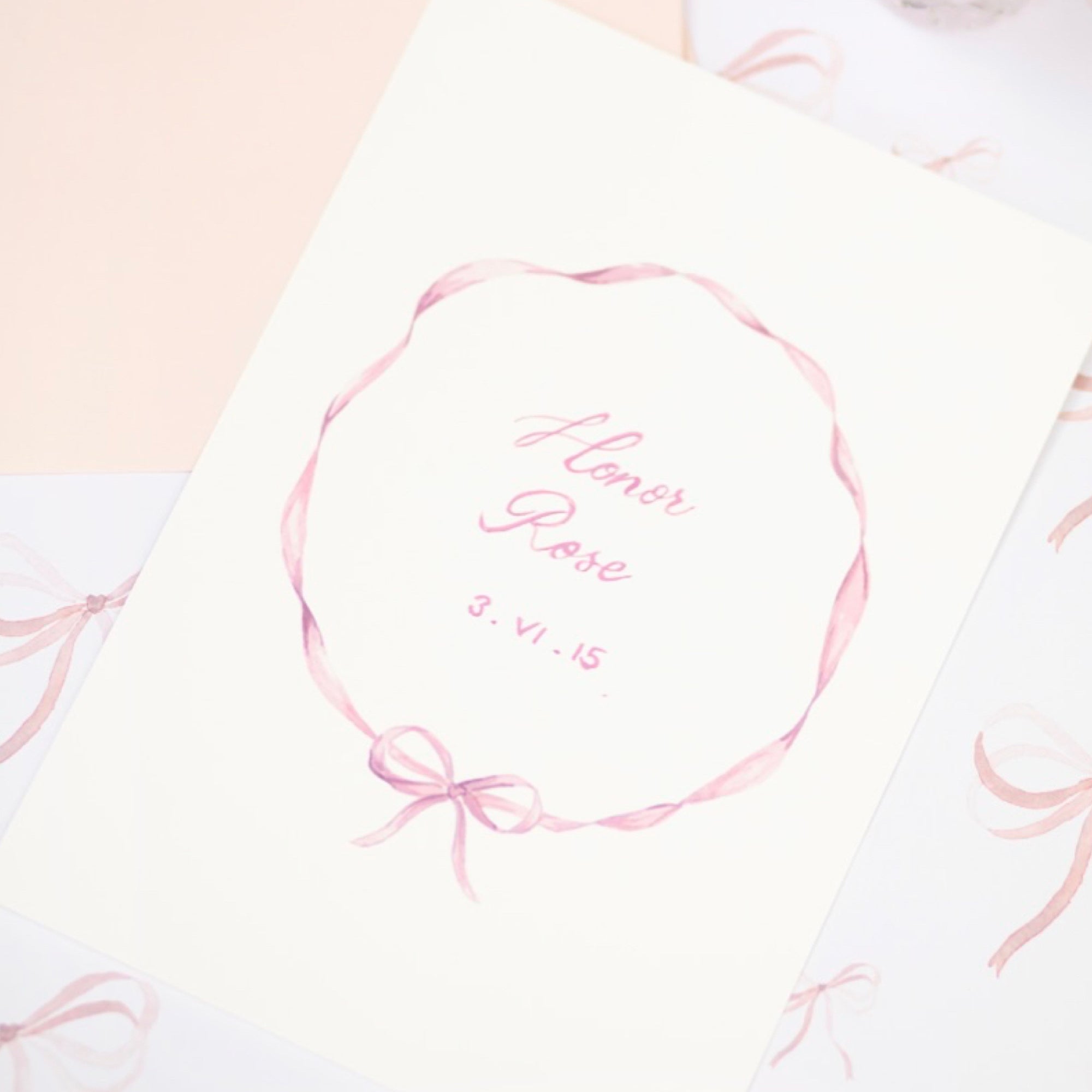 Baby Bow Print in Shell Pink