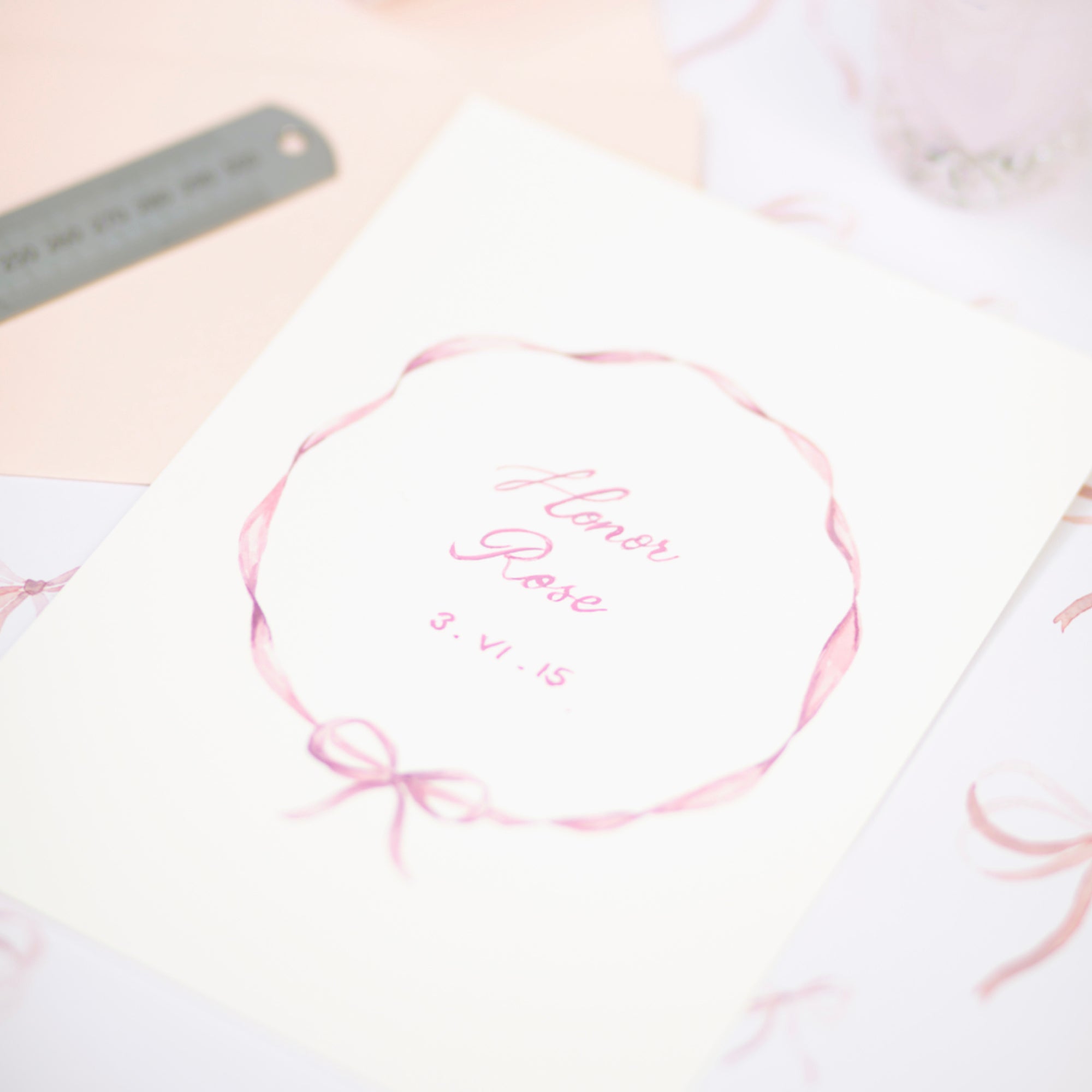 Baby Bow Print in Shell Pink