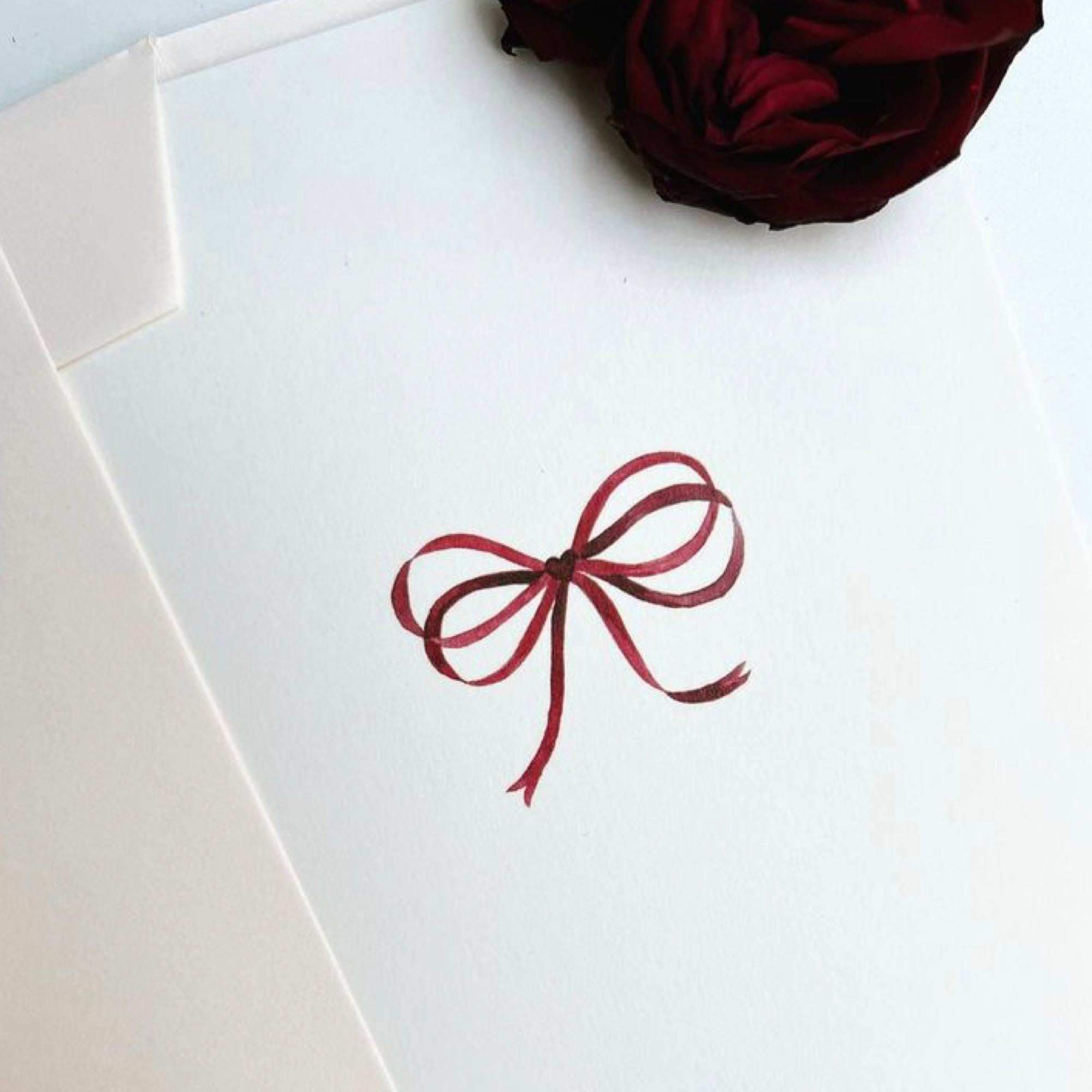 Pack of 5 Scarlet Bow Ribbon Cards