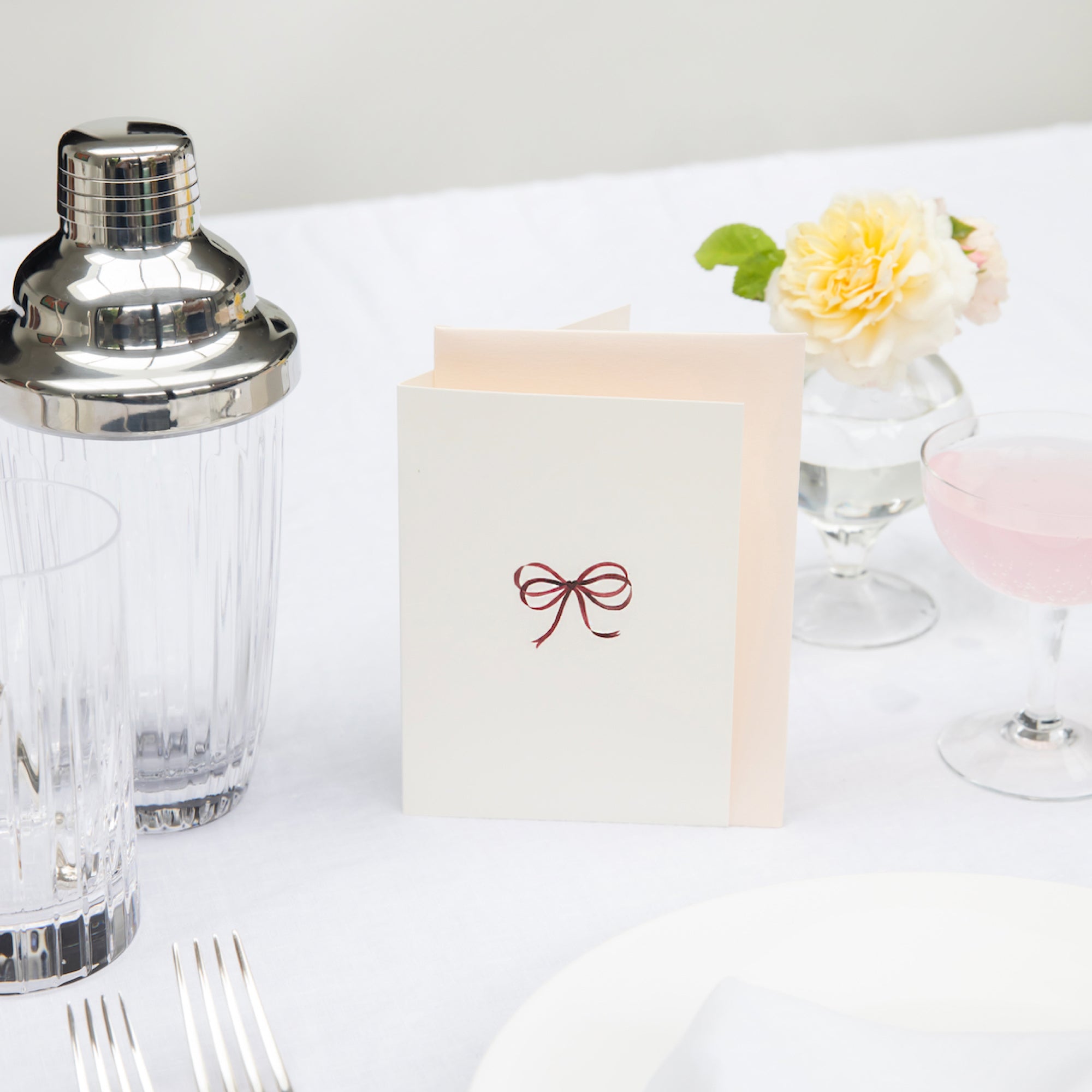 Pack of 5 Scarlet Bow Ribbon Cards