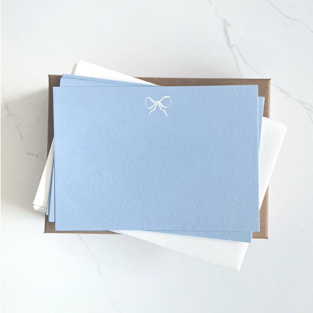 Hand Painted Bow Note Cards in Lake Blue