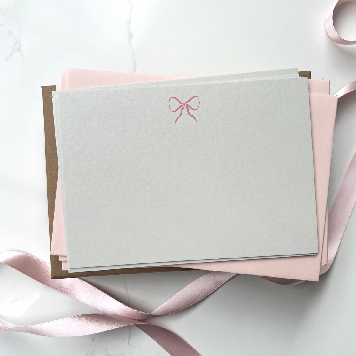 Hand Painted Bow Note Cards in Dove