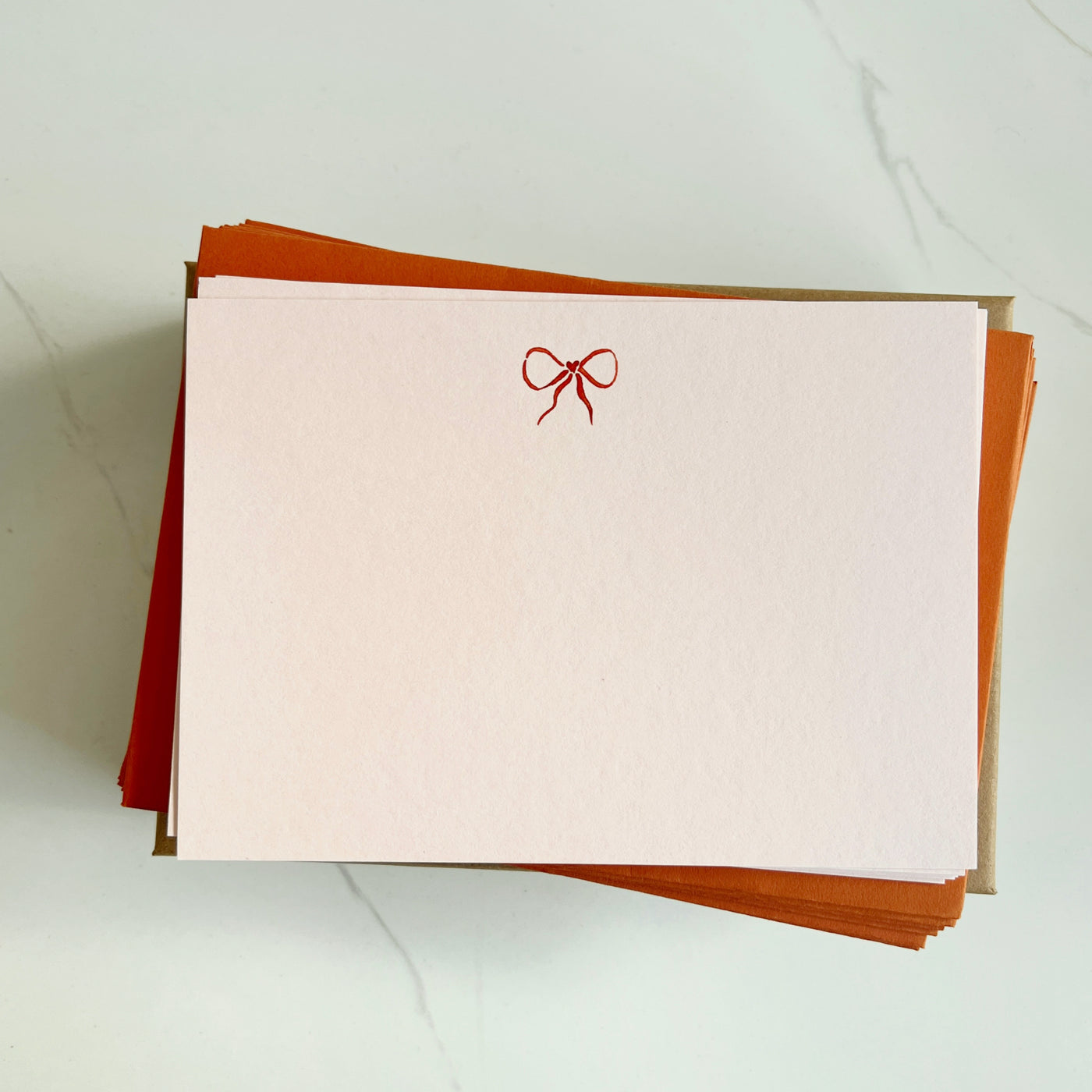 Hand Painted Bow Note Cards in Shell Pink