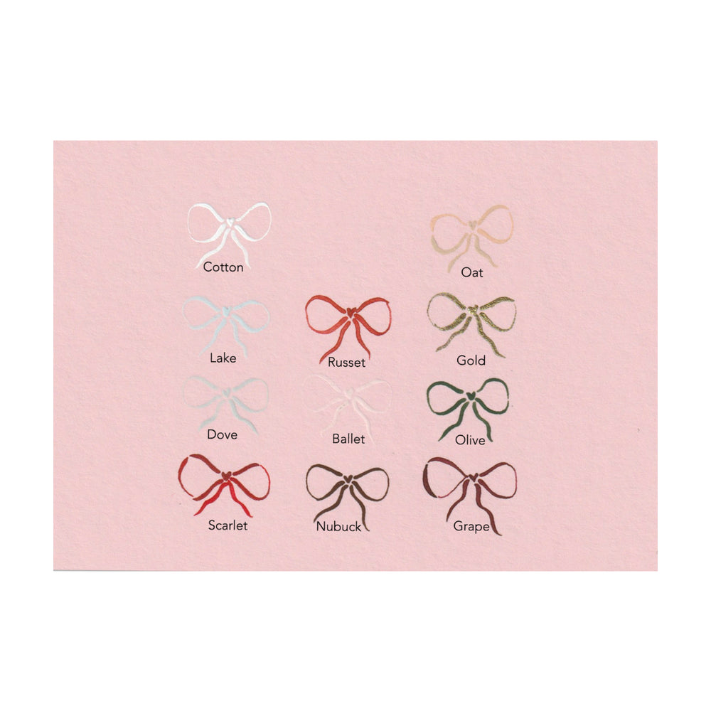 Hand Painted Bow Note Cards in Shell Pink