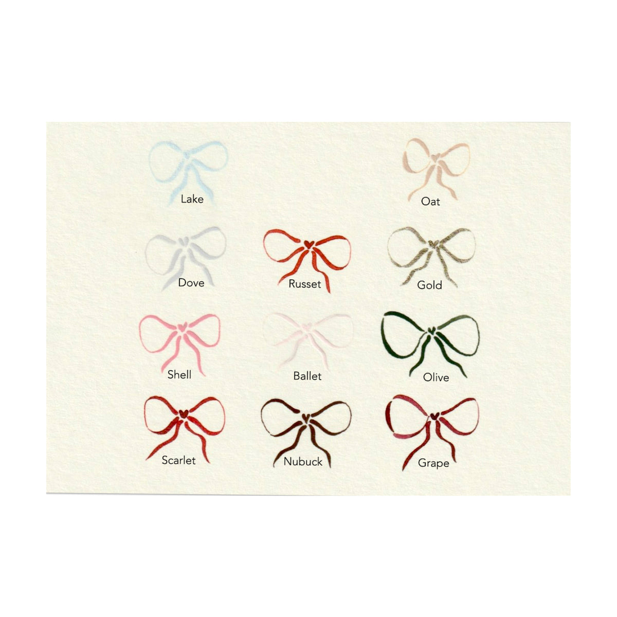 Bow Card Hand Painted Bow Note Cards in Ivory