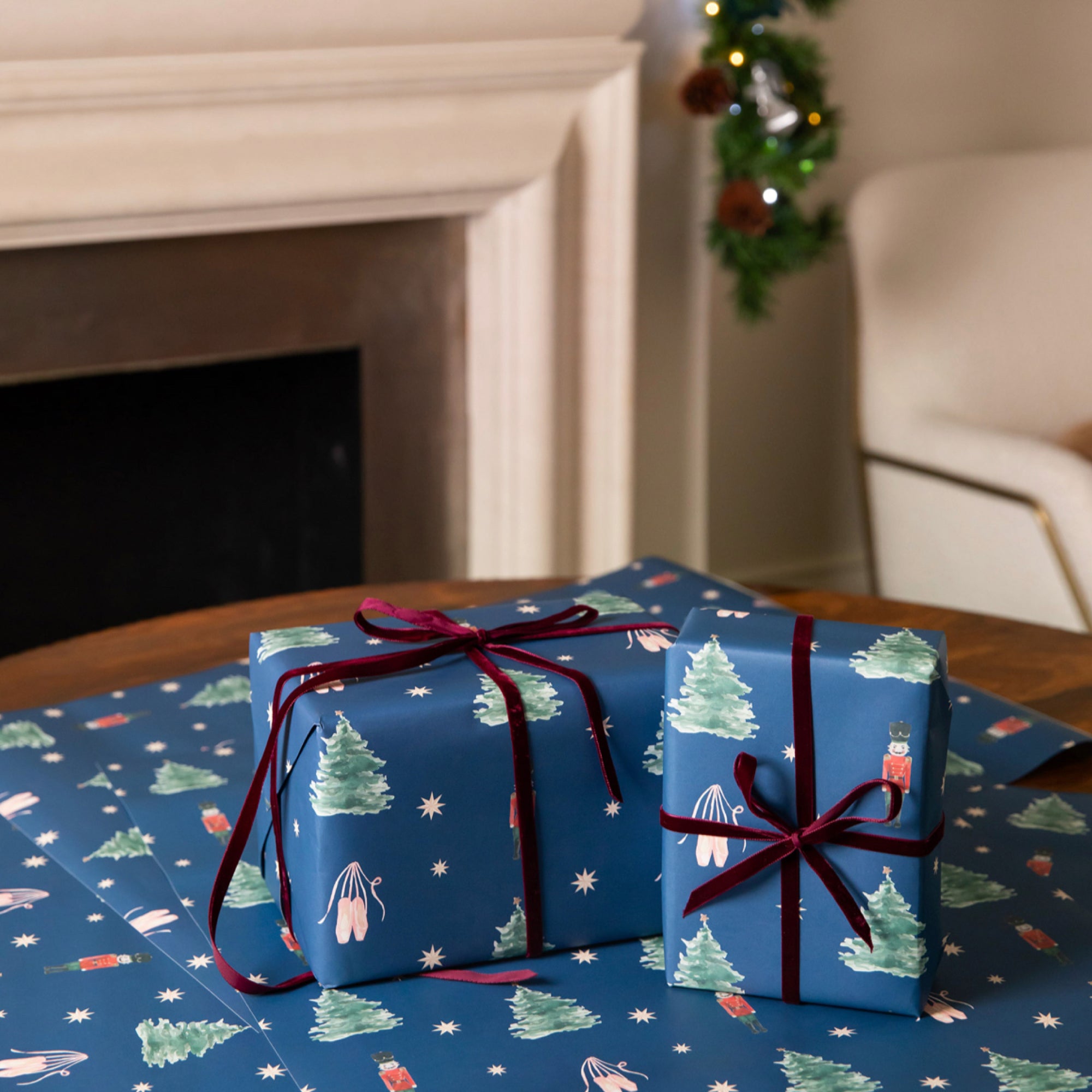 Luxury Christmas Wrapping Paper with Ballet Shoes, Christmas Trees and Nutcrackers by Memo Press
