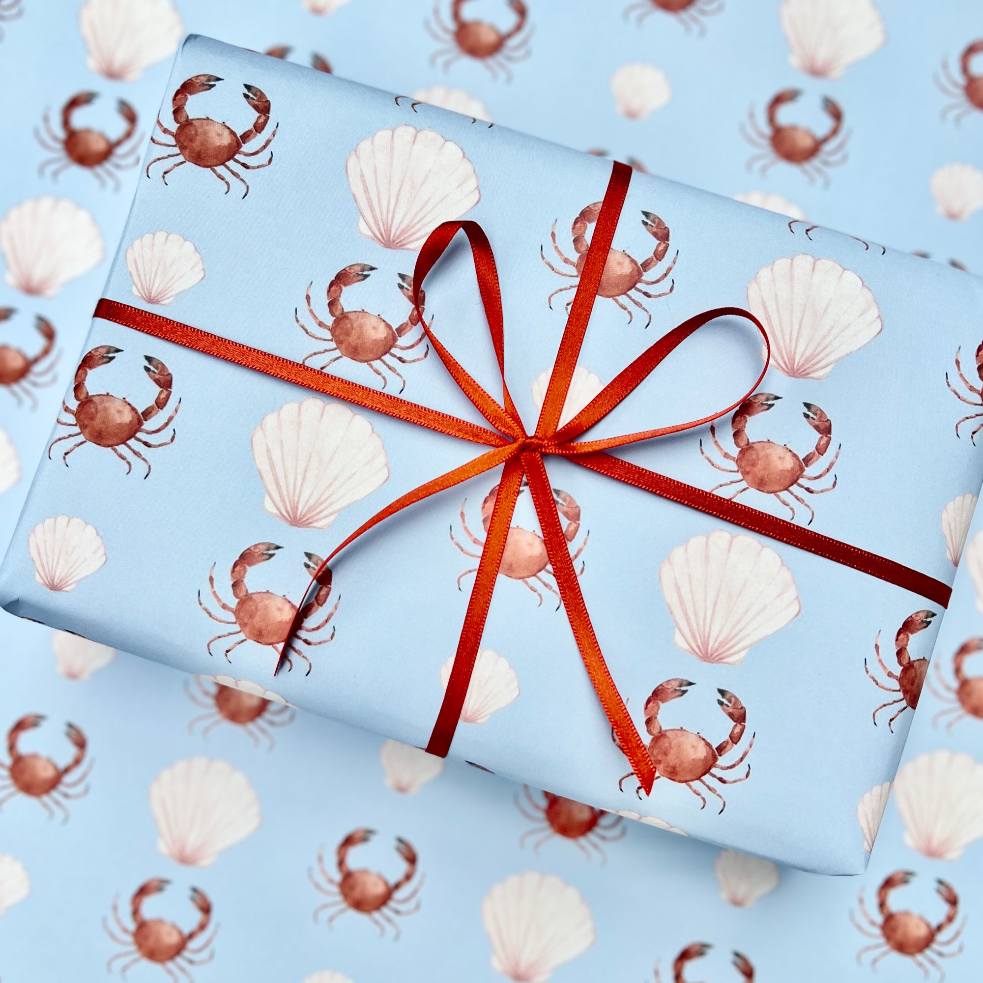 Crab and Seashell Wrapping Paper
