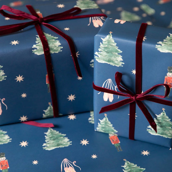 Luxury Christmas Wrapping Paper with Ballet Shoes, Christmas Trees and Nutcrackers by Memo Press