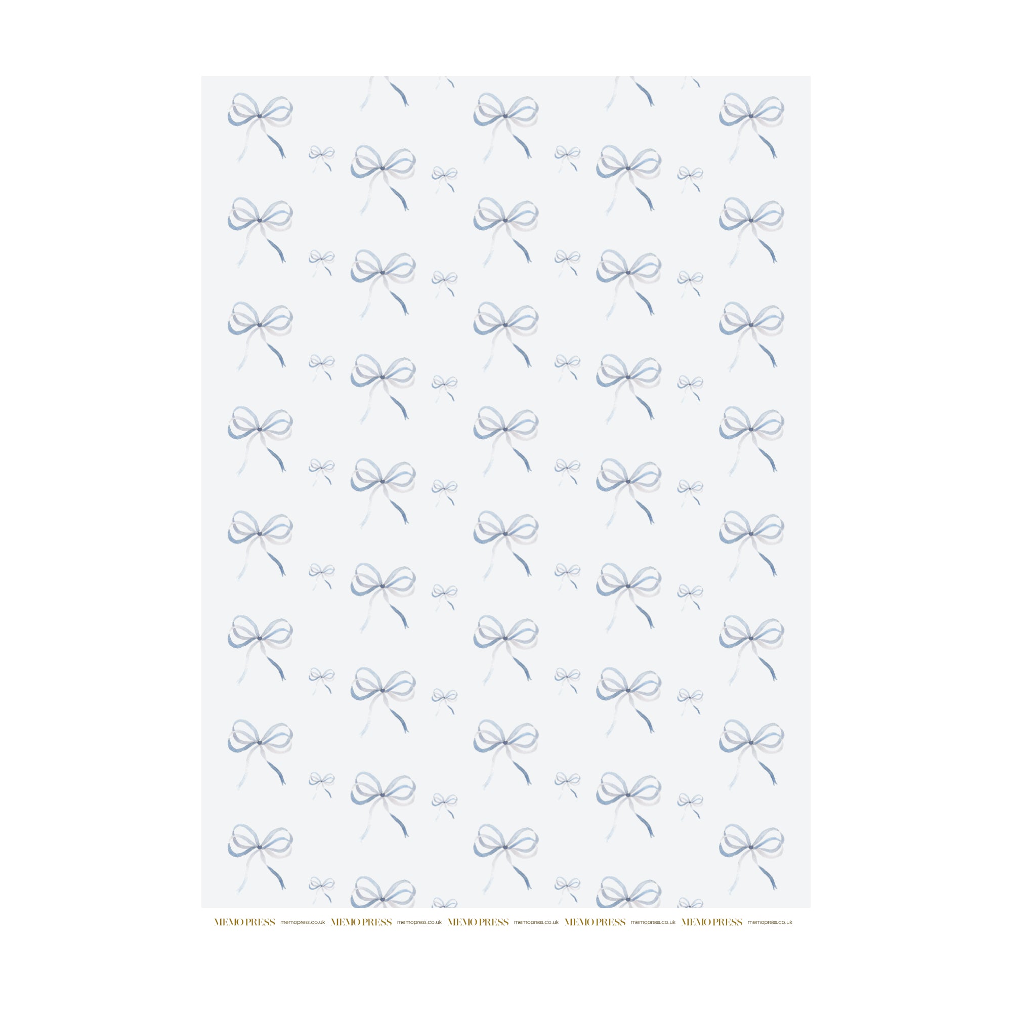 Lake blue bow wrapping paper by Memo Press