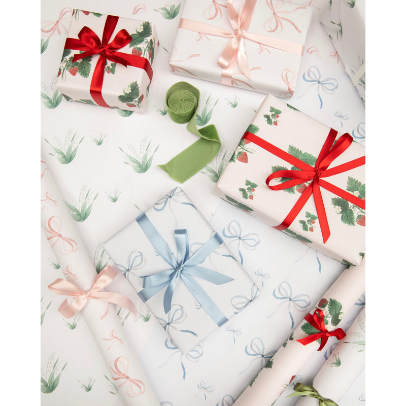 Lake Blue Bow Wrapping Paper
