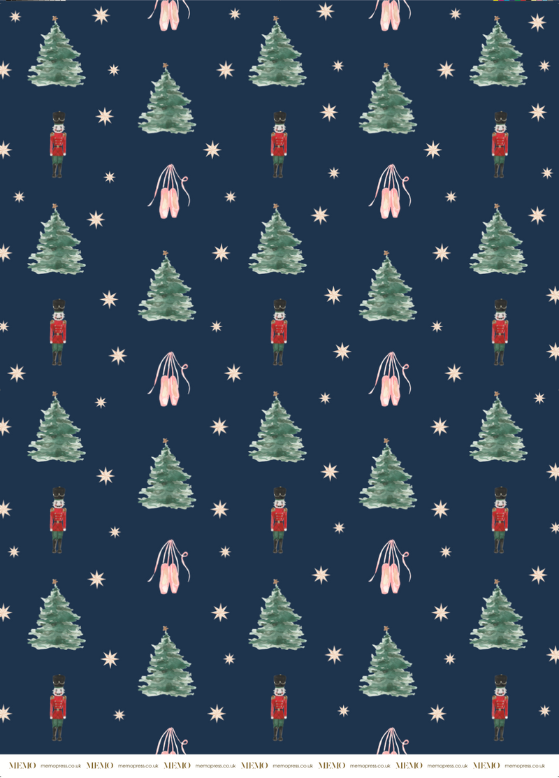 Luxury Christmas Wrapping Paper with Ballet Shoes, Christmas Trees and Nutcrackers by Memo Press
