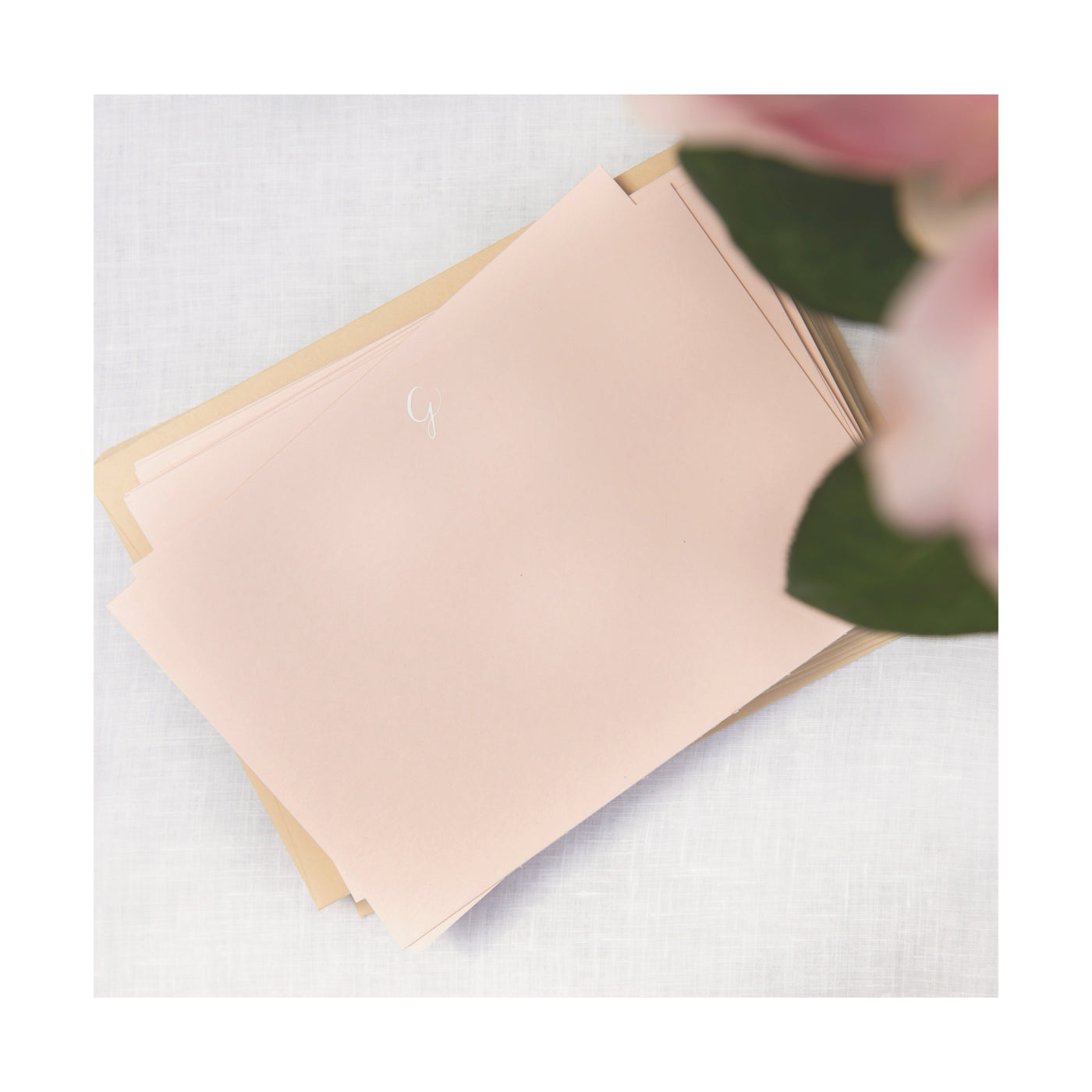 Personalised Note Cards in Shell Pink