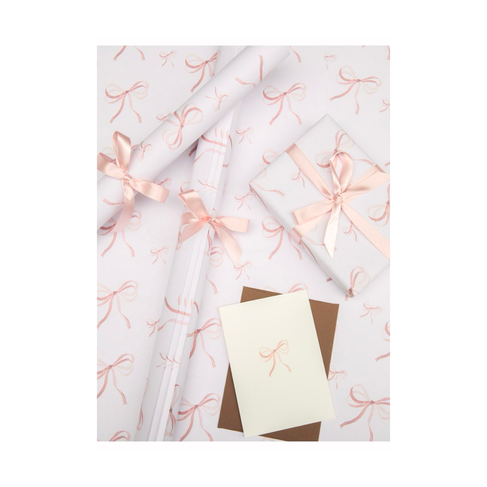 Shell pink bow wrapping paper by Memo Press