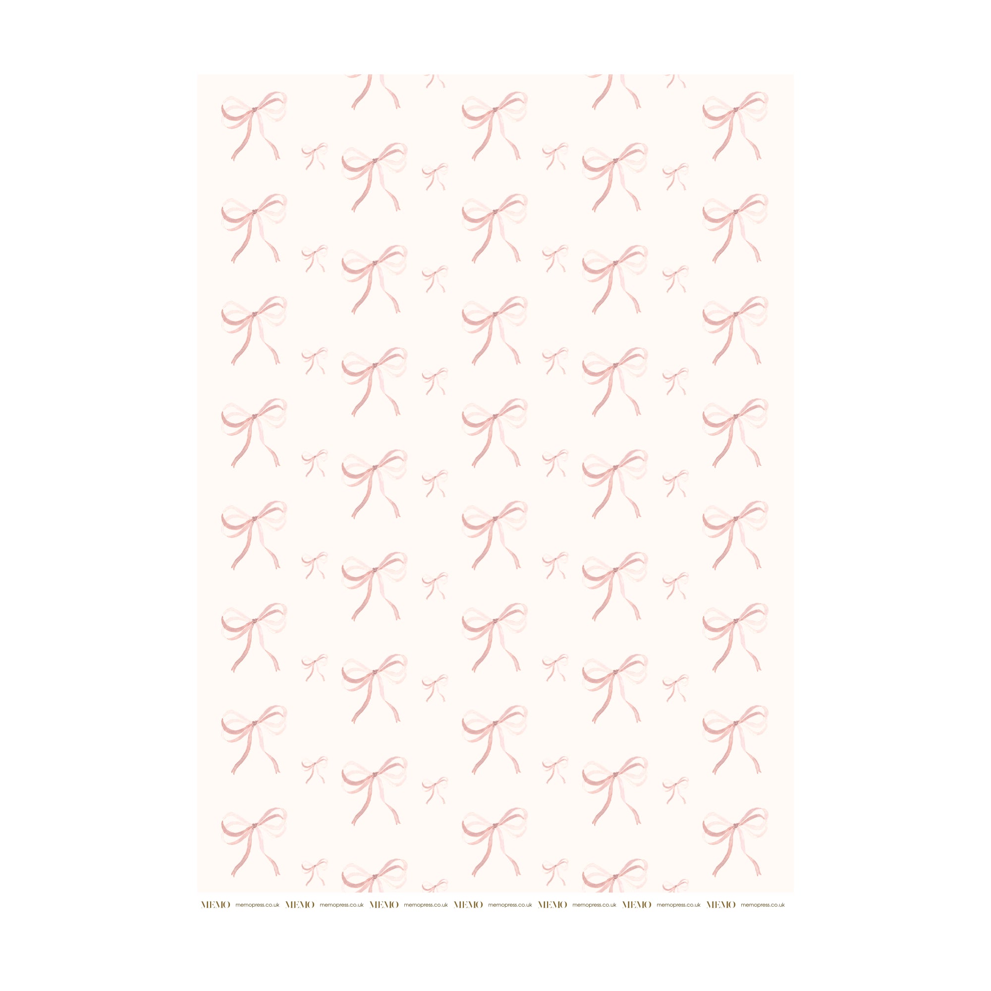 Shell pink bow wrapping paper by Memo Press