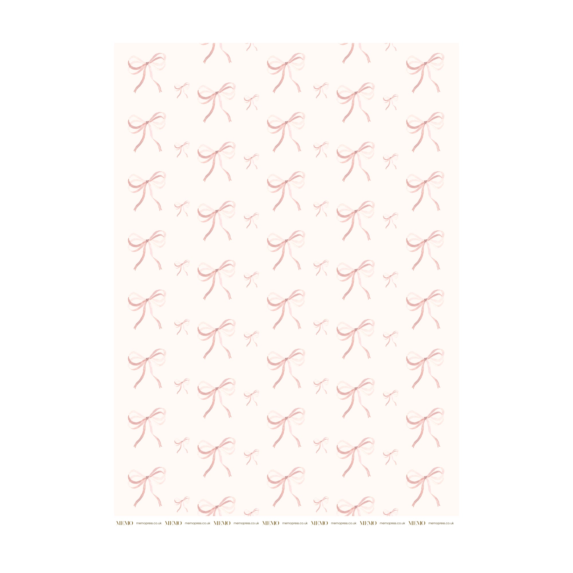 Shell pink bow wrapping paper by Memo Press