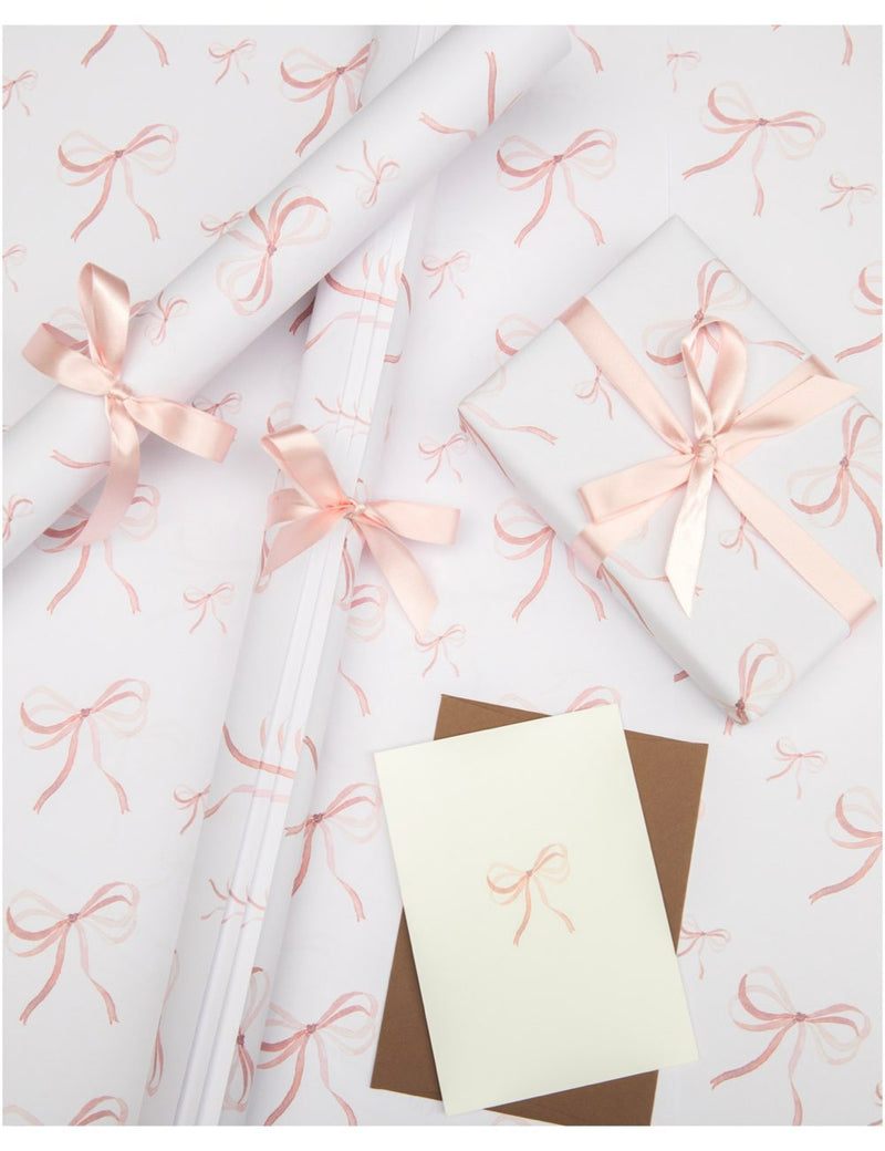 Shell Pink Bow Ribbon Card