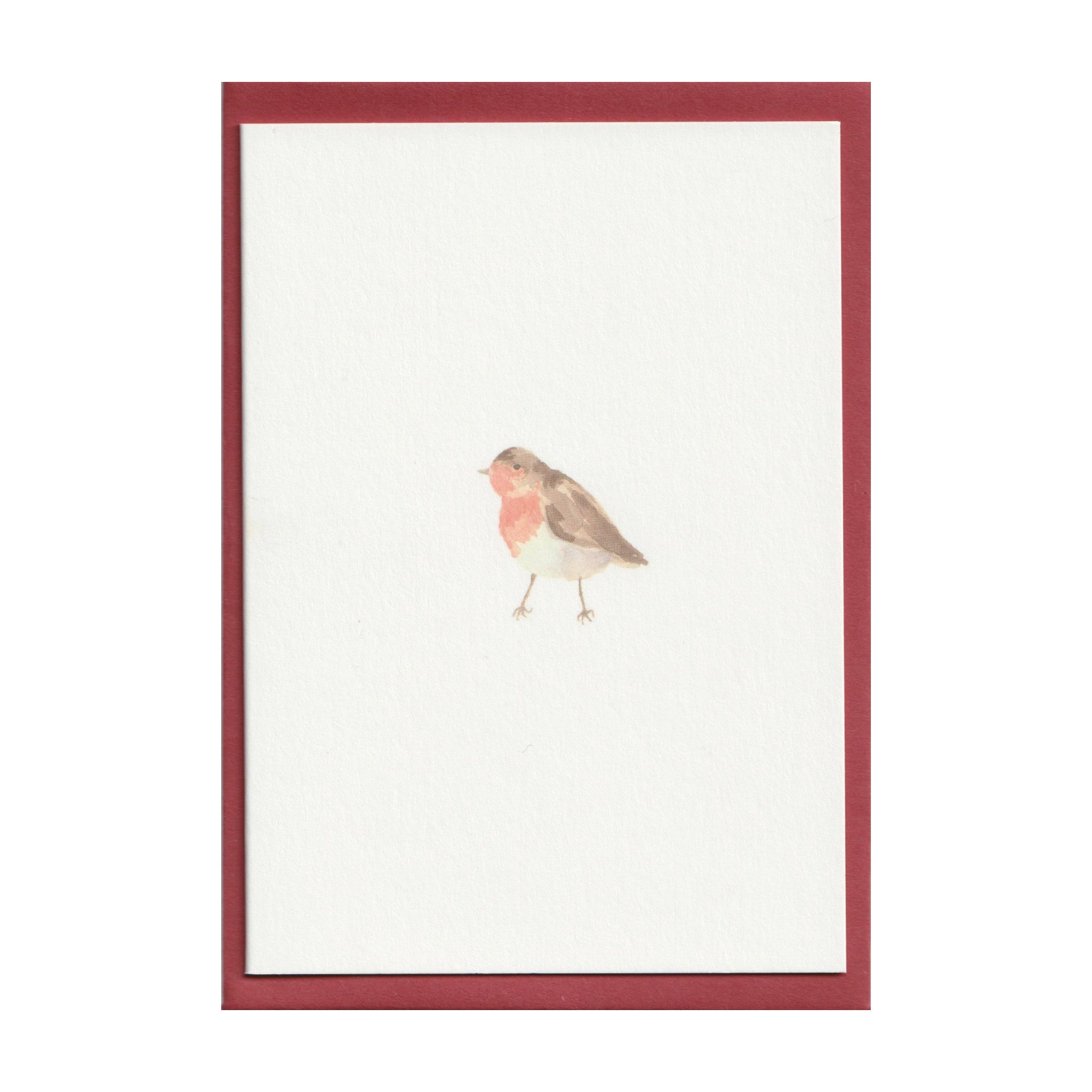 Luxury Christmas Card by Memo Press with a watercolour illustration of a Robin Redbreast and comes with a scarlet envelope made in Britain