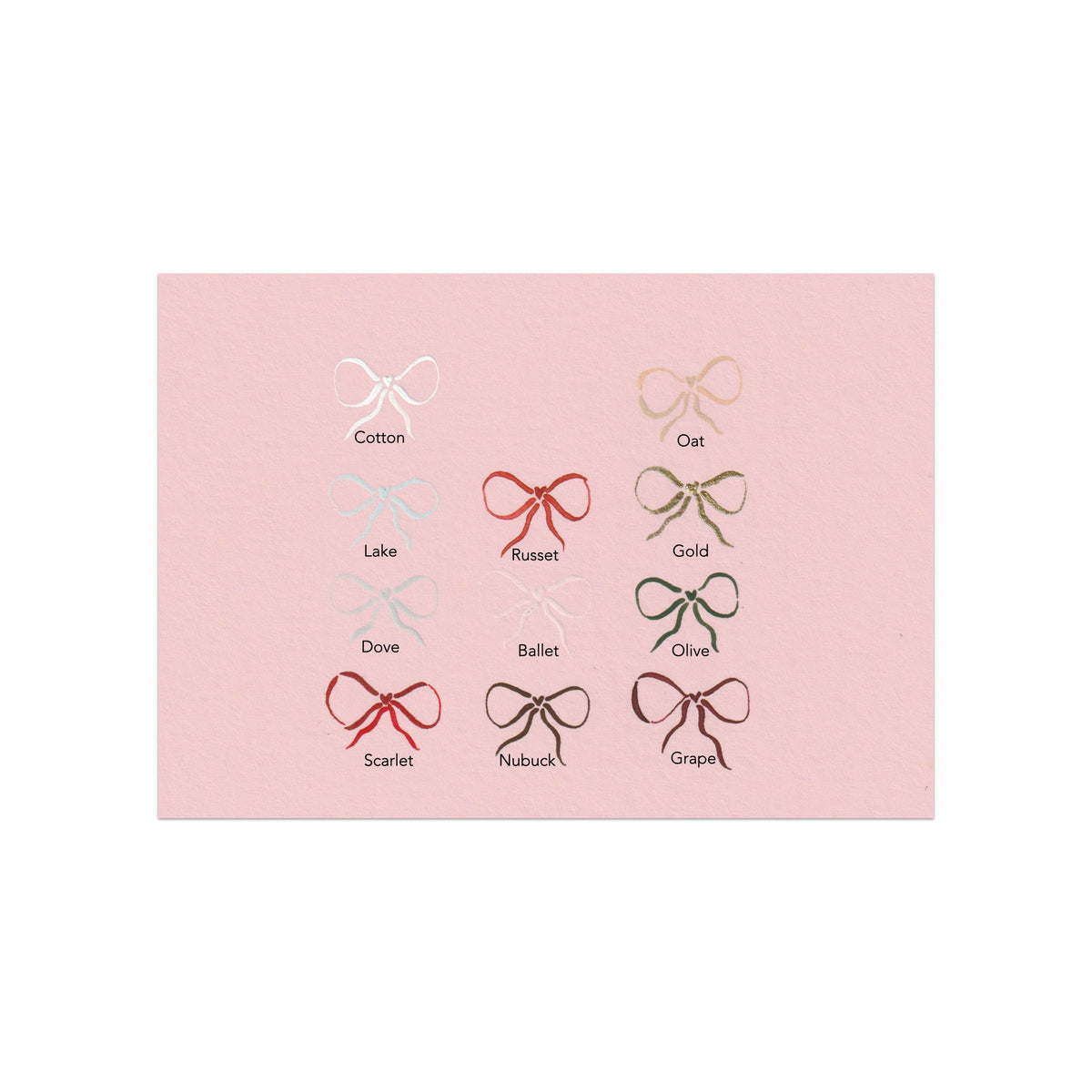 Hand Painted Bow Note Cards in Shell Pink