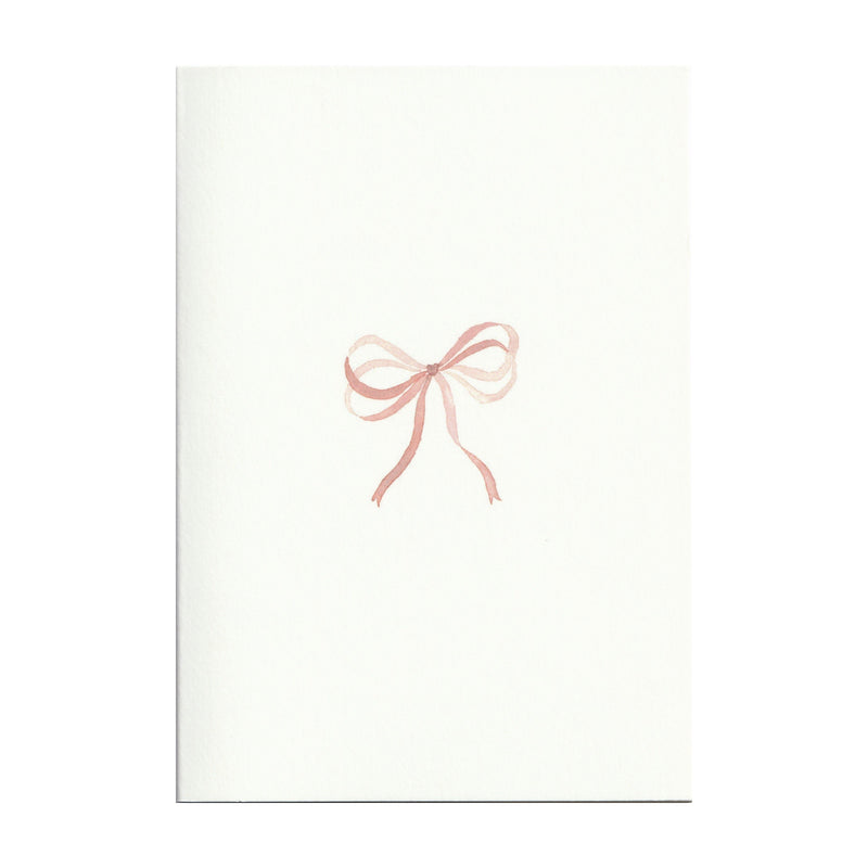 Pack of 5 Shell Pink Bow Ribbon Cards